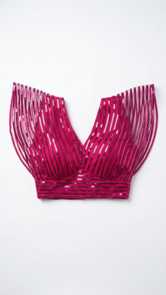 Fuchsia Sequin Net Blouse