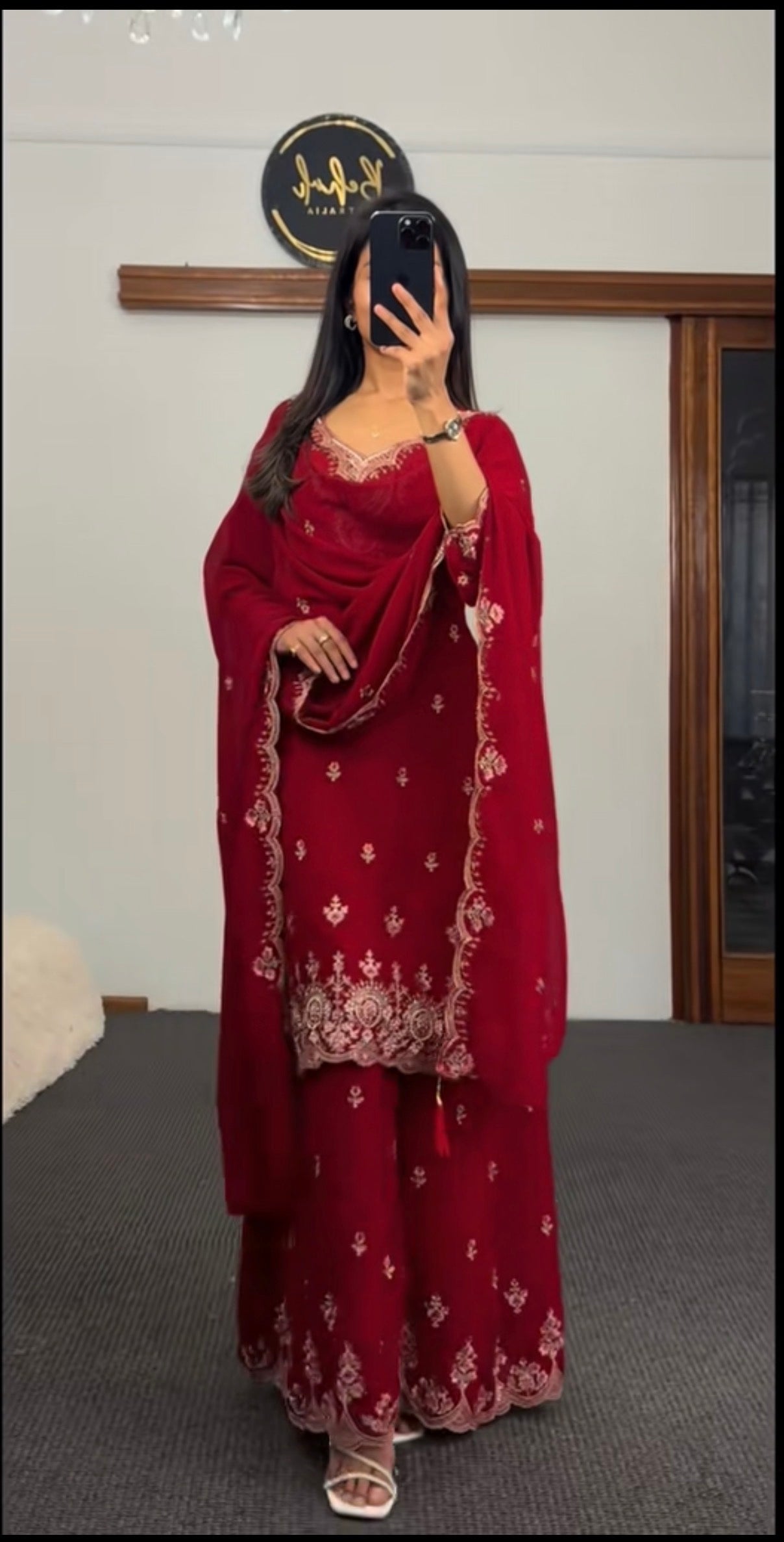 Georgette Kurti with divider plazzo