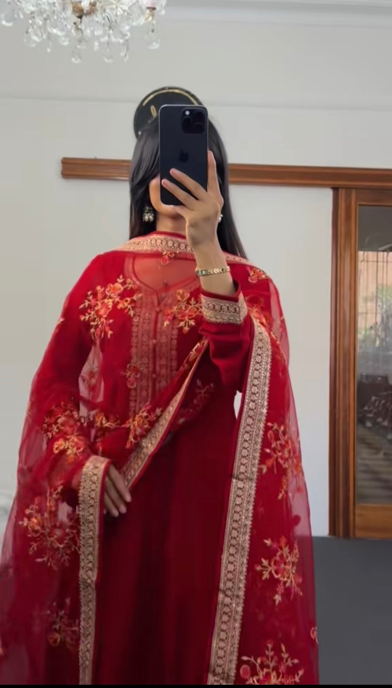 Royal Blood Red Anarkali Set