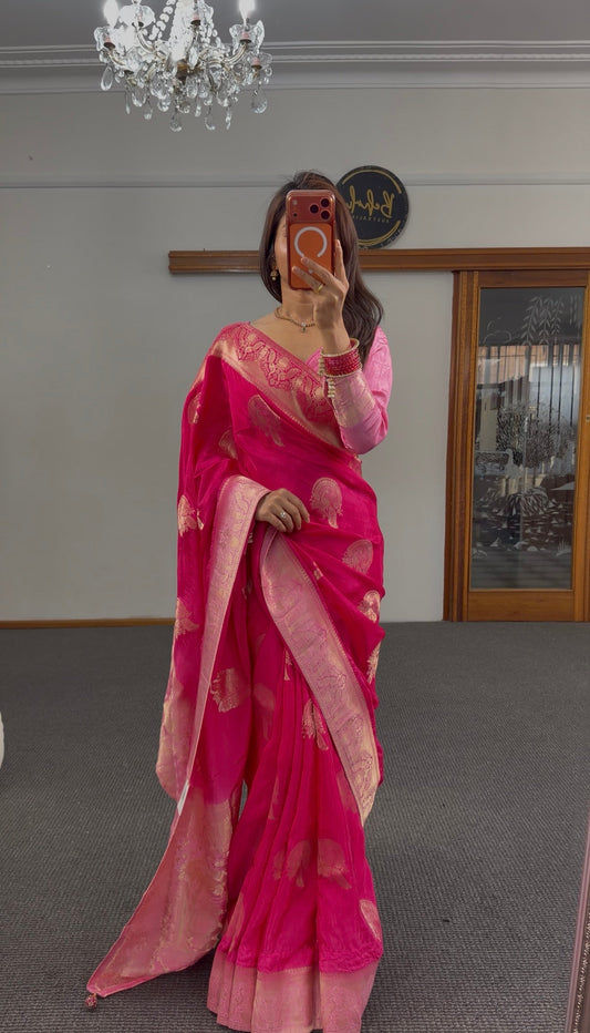 Fuchsia Banarasi saree for Perth and Western Australia shoppers