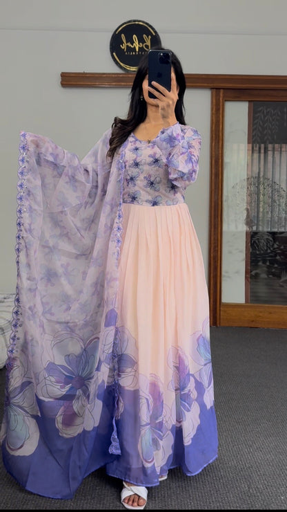 Purple Anarkali Set