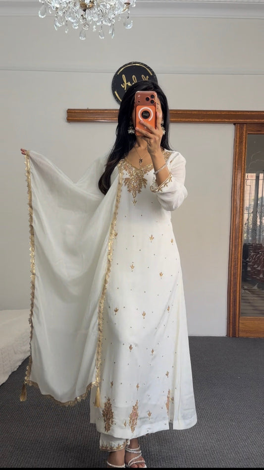 A line Kurti  set in white