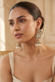 Gold Kundan Pearl Jhumka Earrings with Polki Work