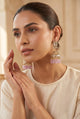Pink Kundan Jhumka Earrings with Gold Plating