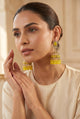 Yellow Kundan Jhumka Earrings with Beaded Dome Design