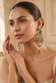 Green Kundan Chandbali Earrings with Pearl Detailing