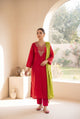Red Zari Silk Kurti Set