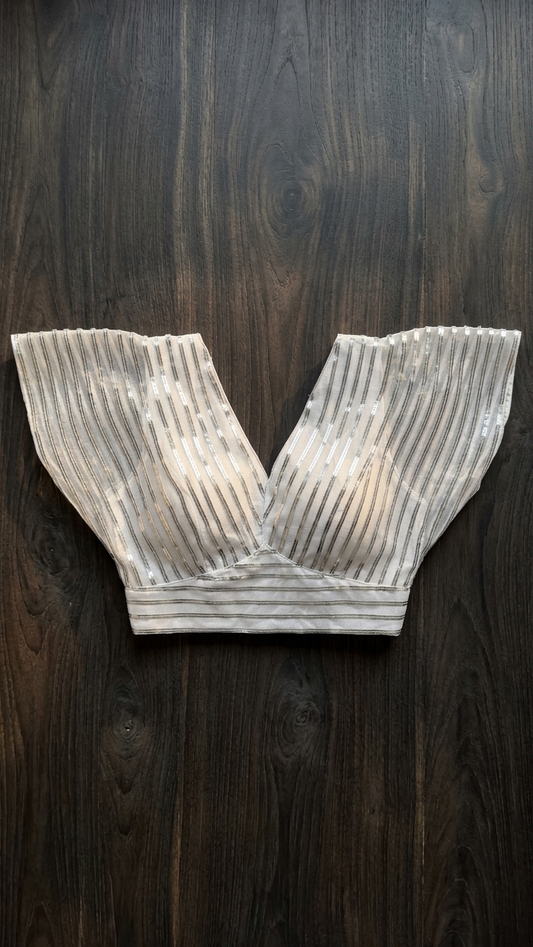 Ivory Sequin Net Blouse
