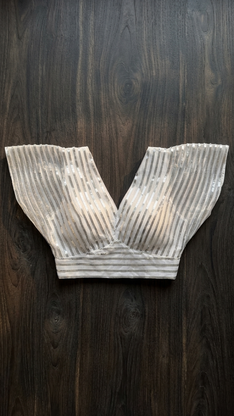Ivory Sequin Net Blouse