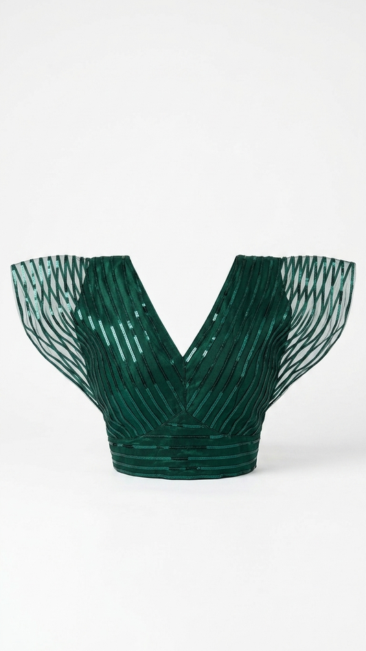 Emerald Sequin Net Blouse