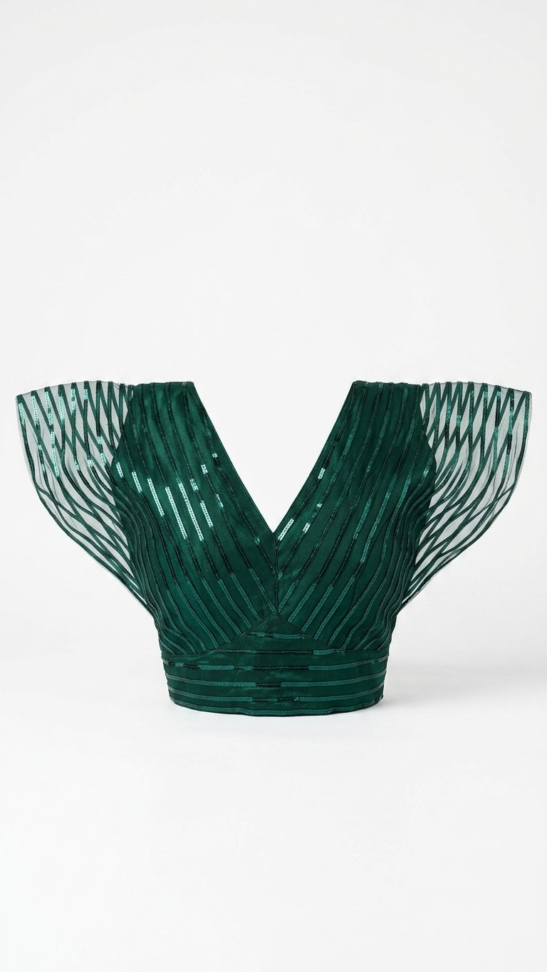 Emerald Sequin Net Blouse
