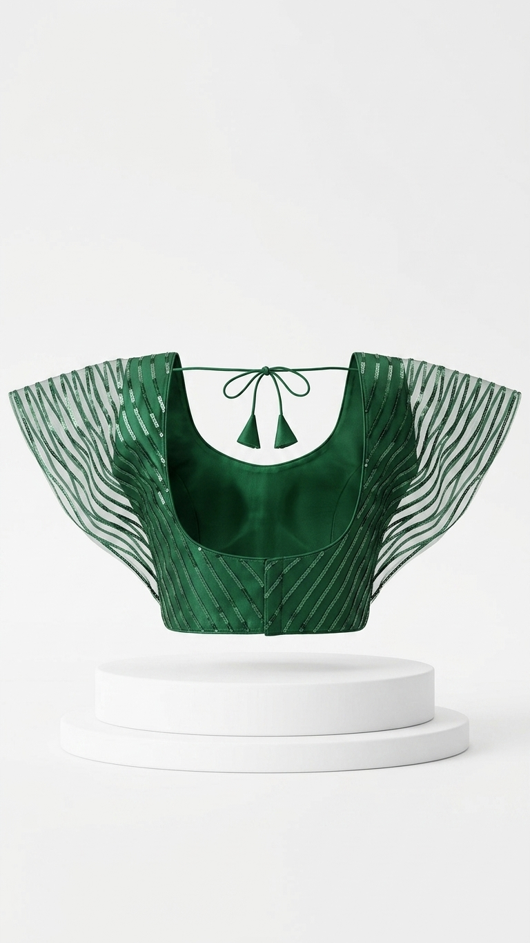 Emerald Sequin Net Blouse