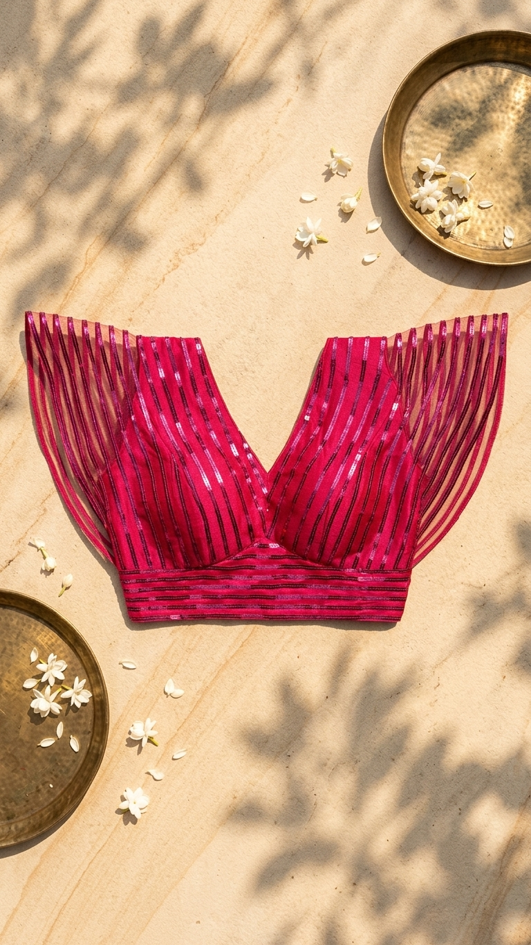 Fuchsia Sequin Net Blouse