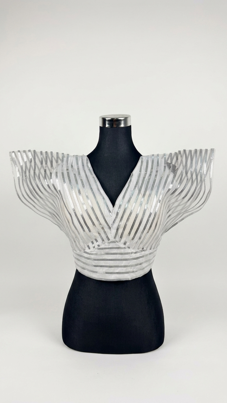 Ivory Sequin Net Blouse