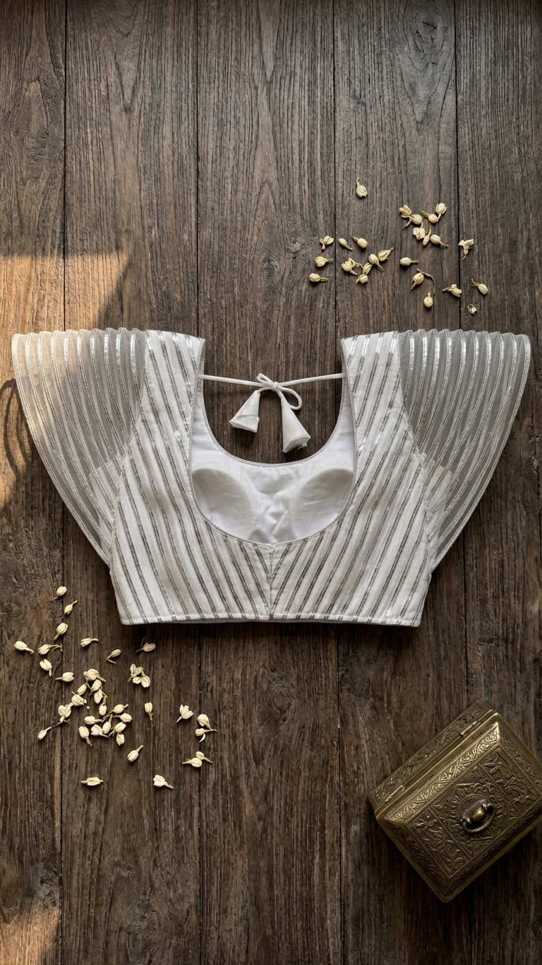Ivory Sequin Net Blouse