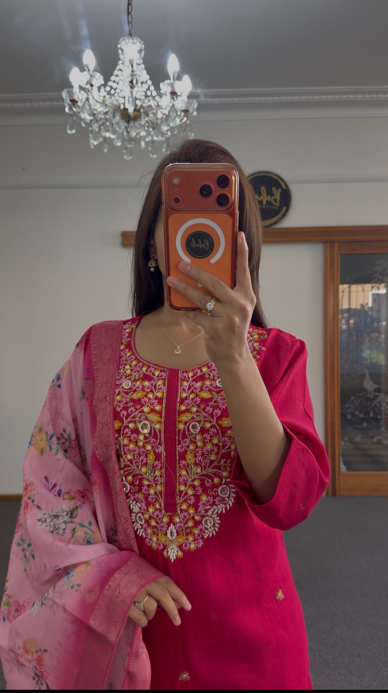 Fuchsia Zari Silk Kurti Set