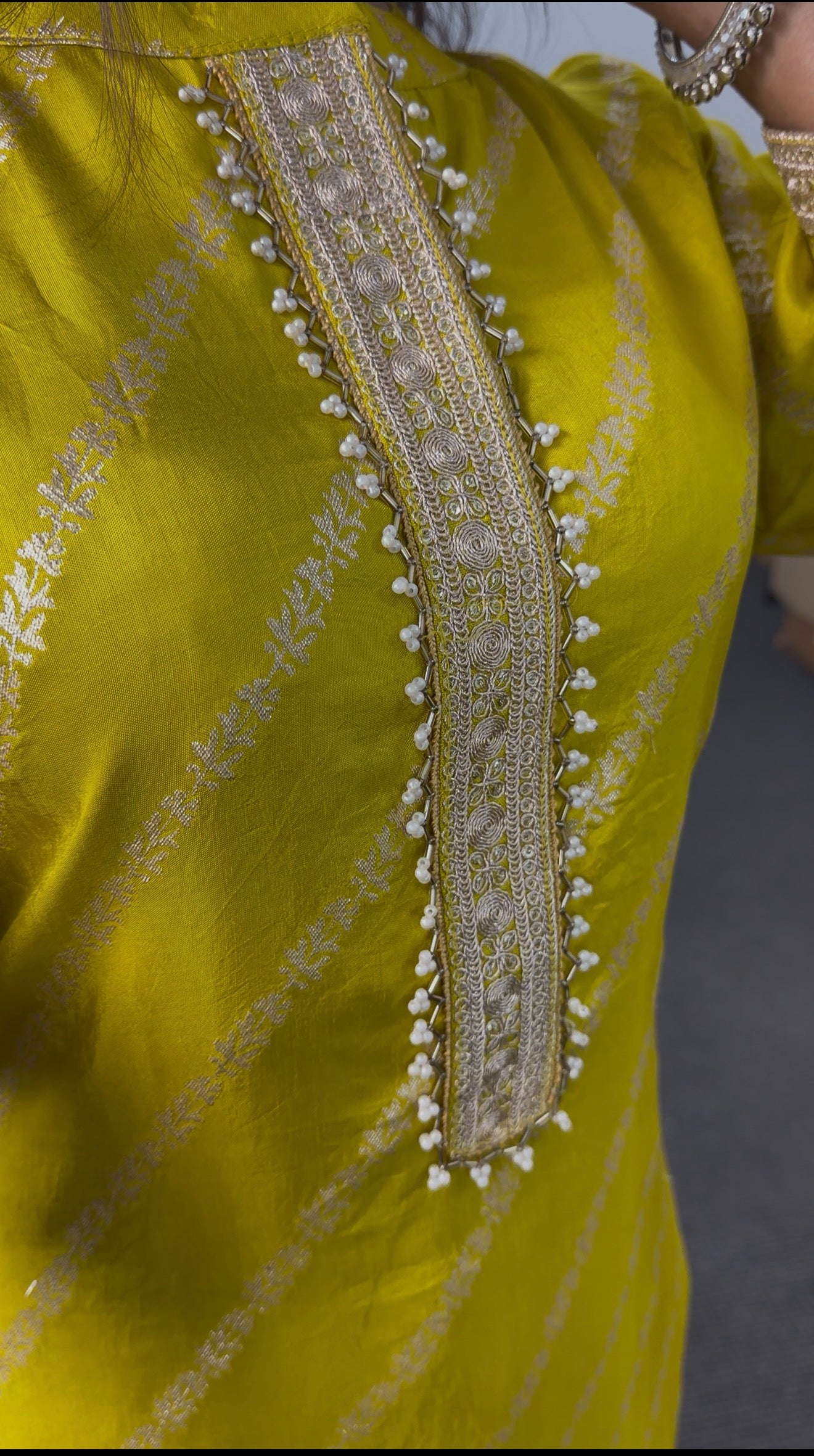 Mustard Zari Mix Silk Kurti Set