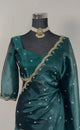 Teal Zari Fendy Fabric Silk Saree