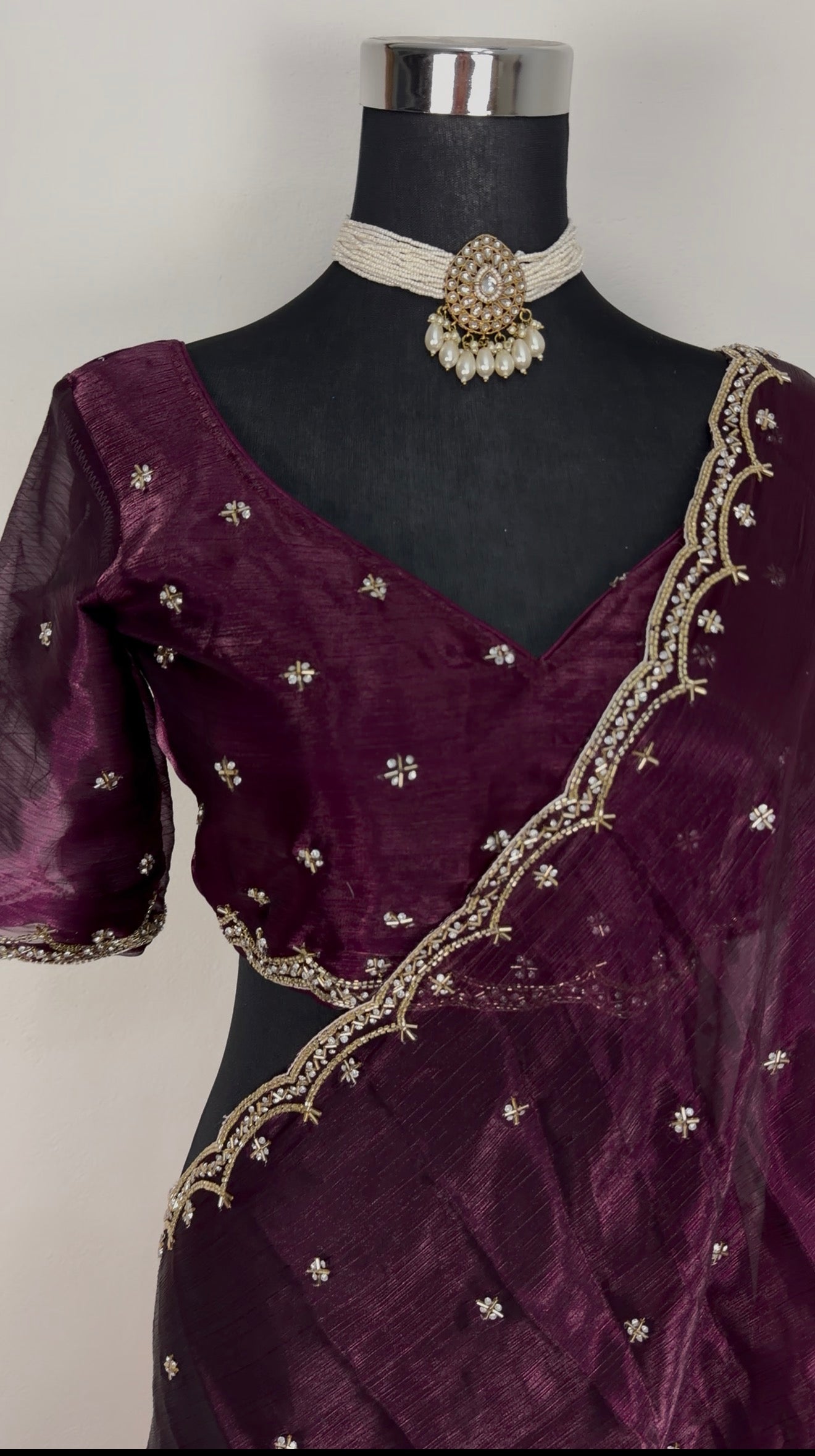 Plum Zari Fendy Fabric Silk Saree