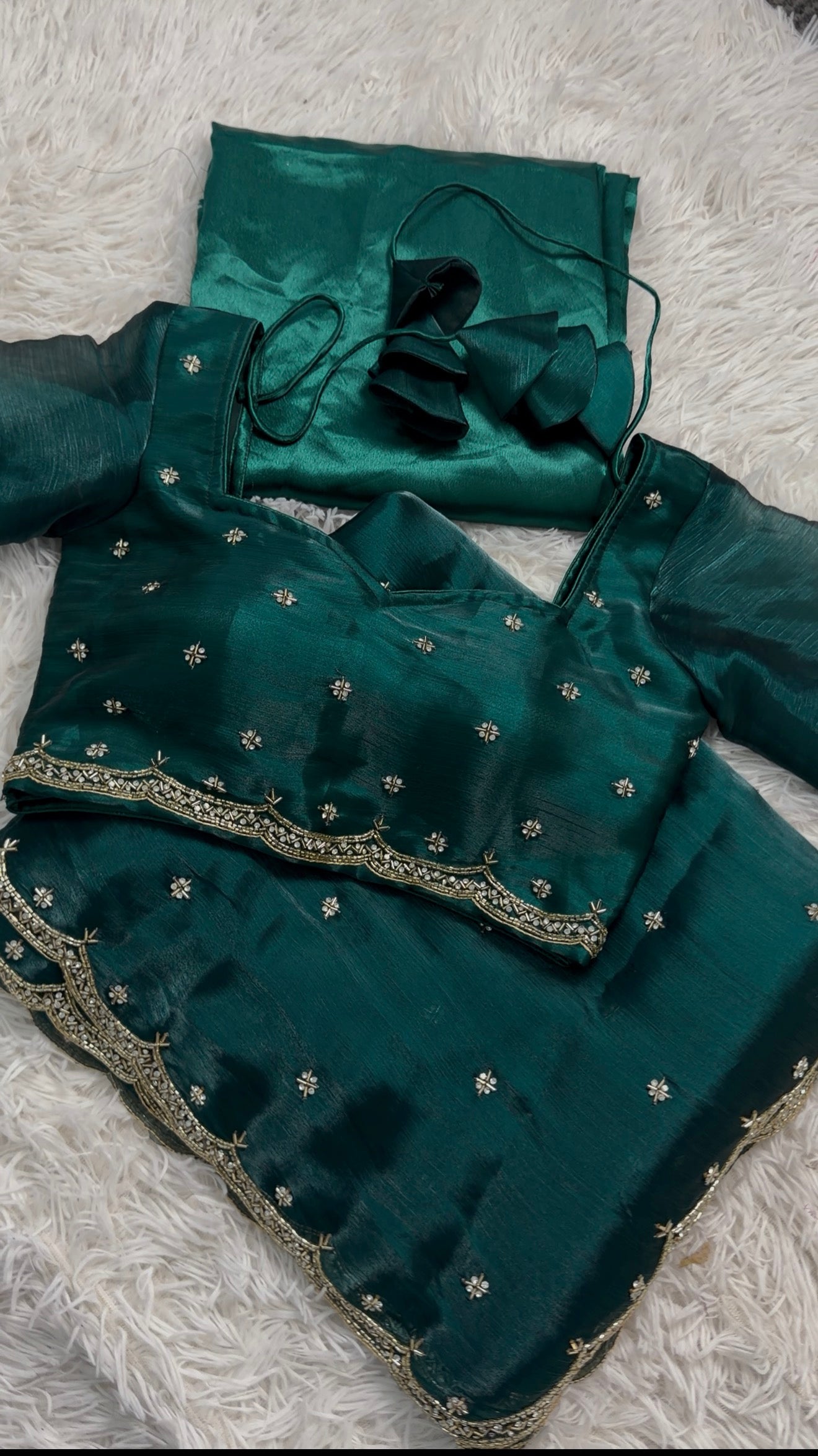 Teal Zari Fendy Fabric Silk Saree