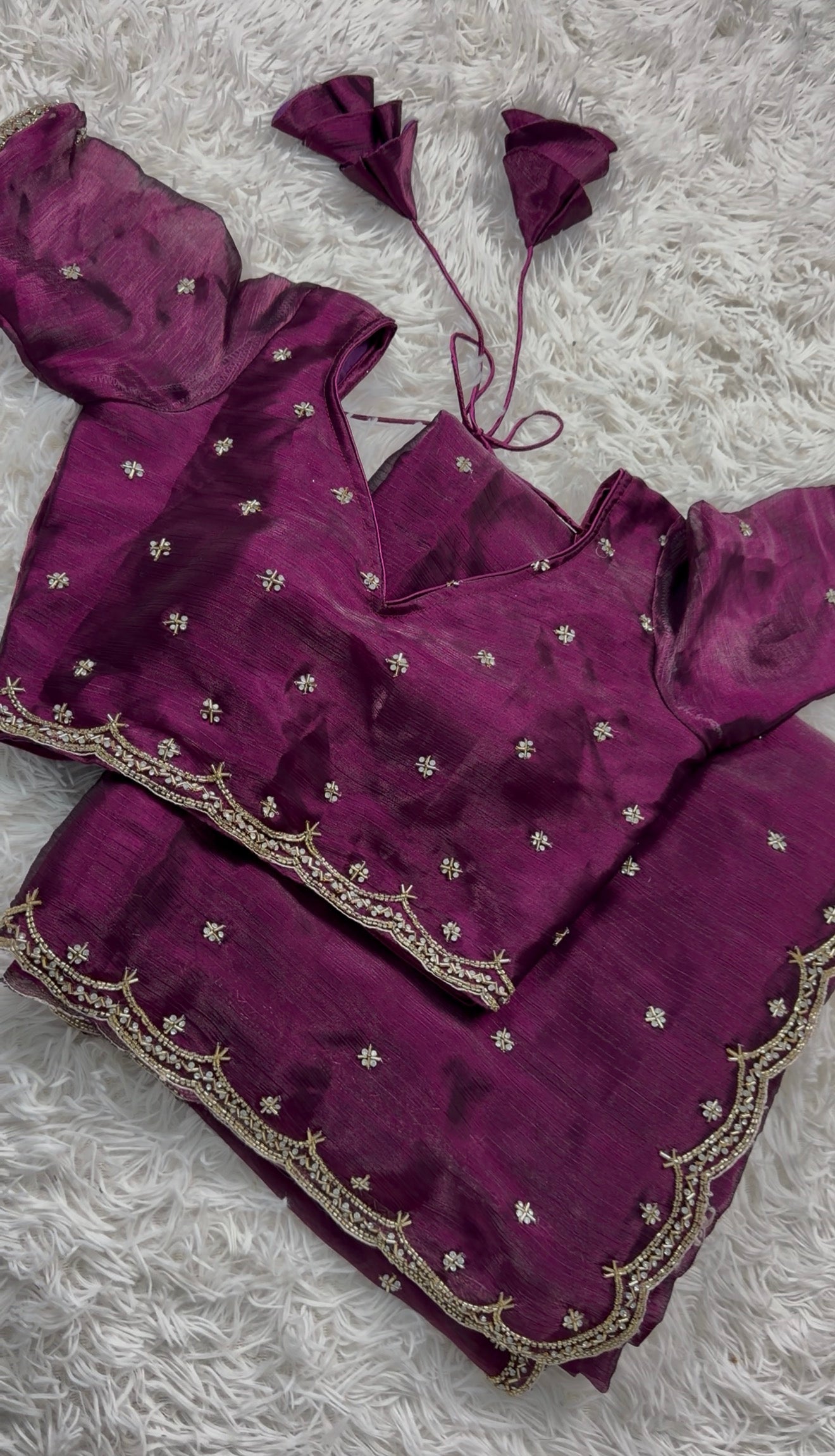 Plum Zari Fendy Fabric Silk Saree