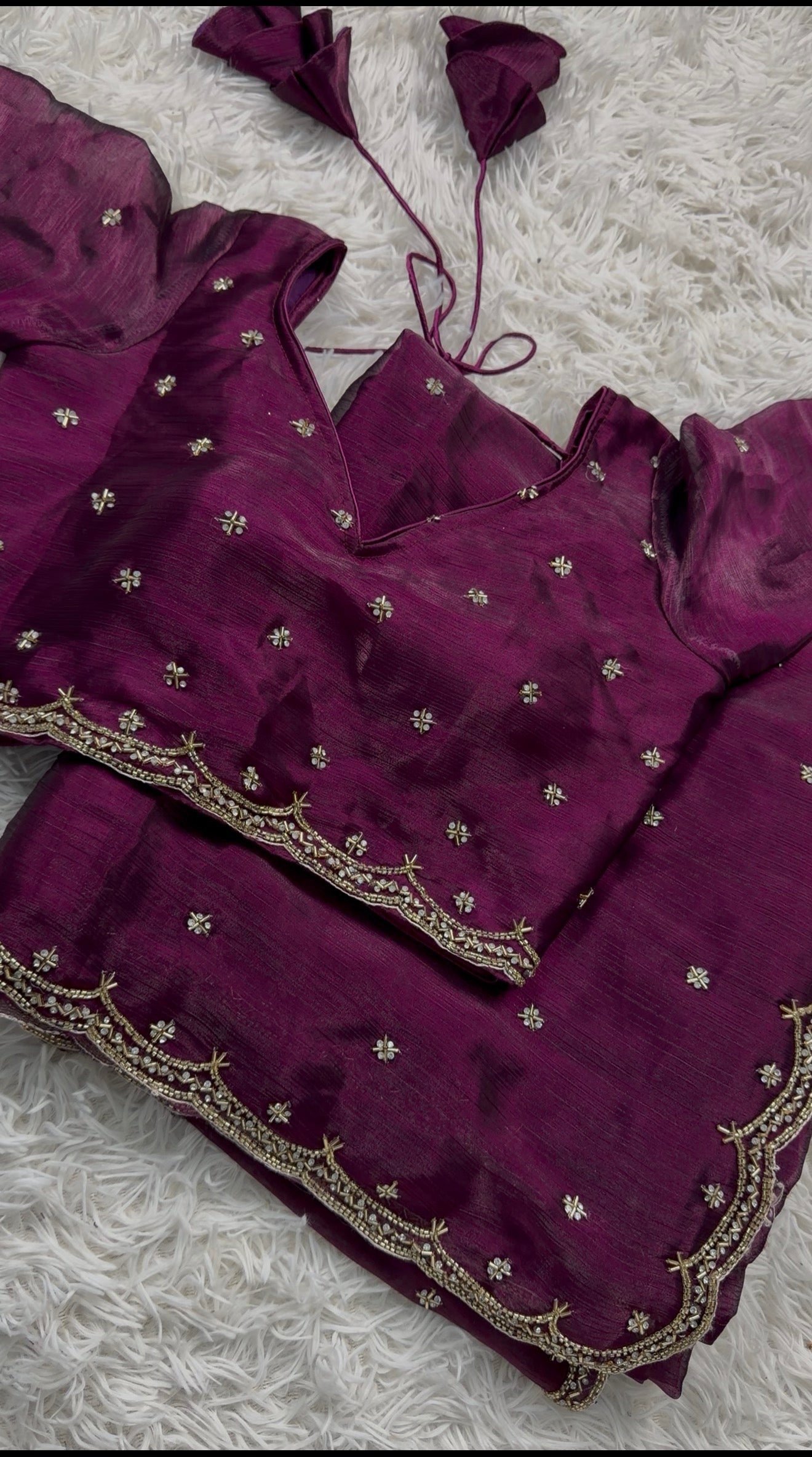 Plum Zari Fendy Fabric Silk Saree