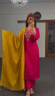 Fuchsia Zari Dola Silk Kurti Set