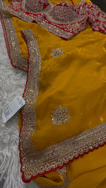 Mustard Zari Shimmer Silk Saree
