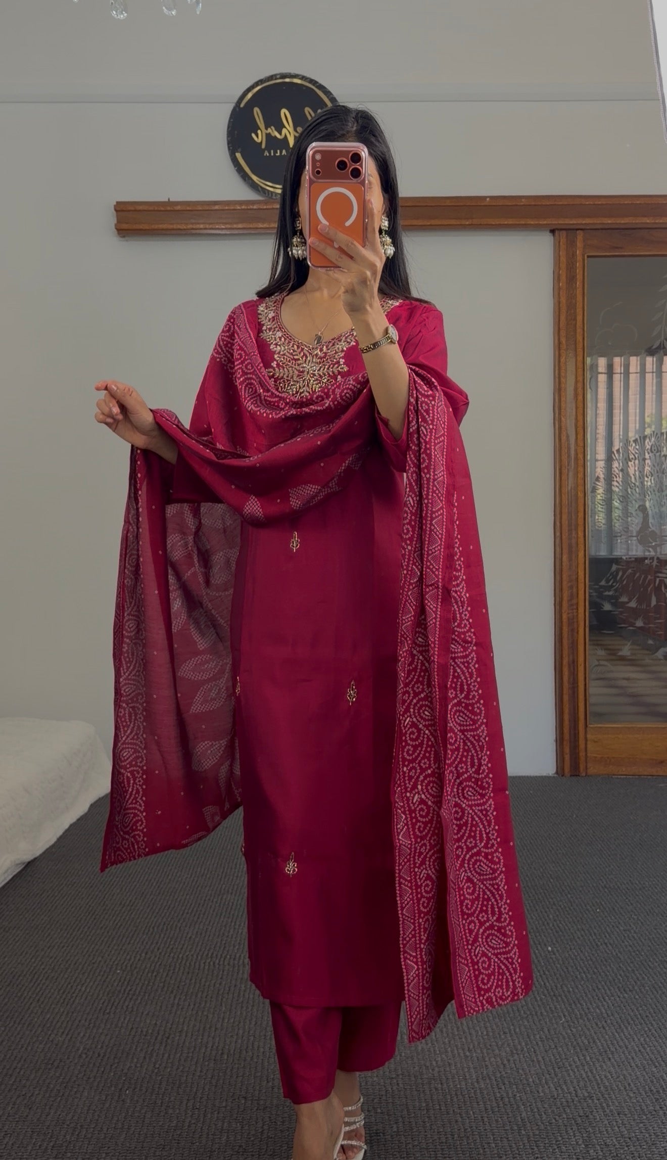 Magenta Zari Silk Kurti Set