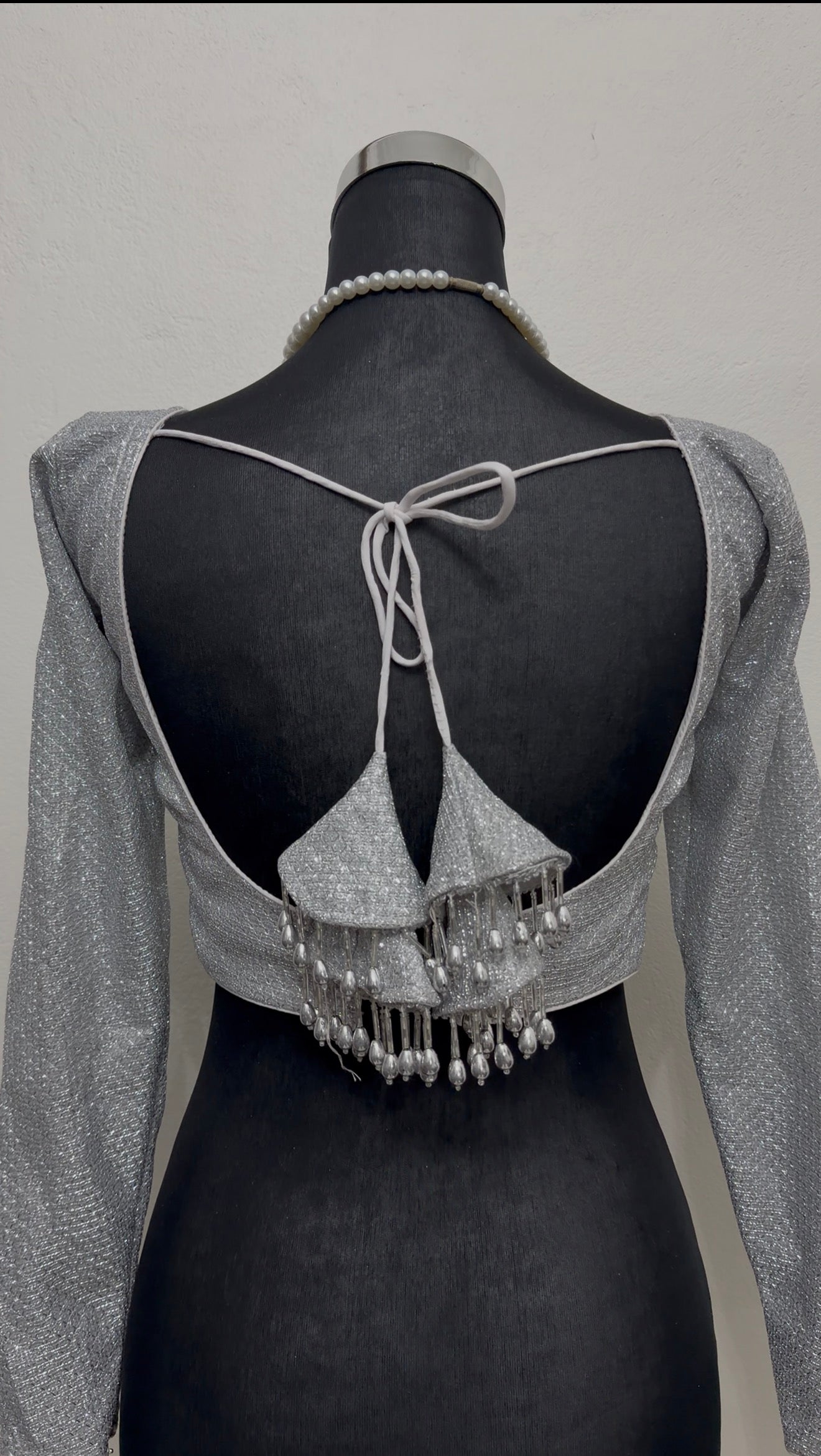 Silver Shimmer Saree Blouse | Bust 32 Waist 26 | XS