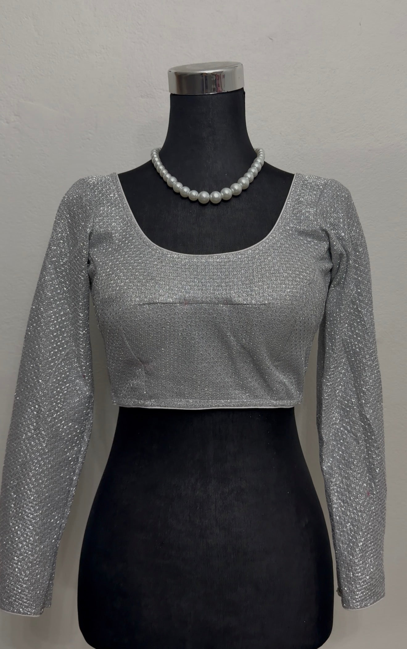 Silver Shimmer Saree Blouse | Bust 32 Waist 26 | XS