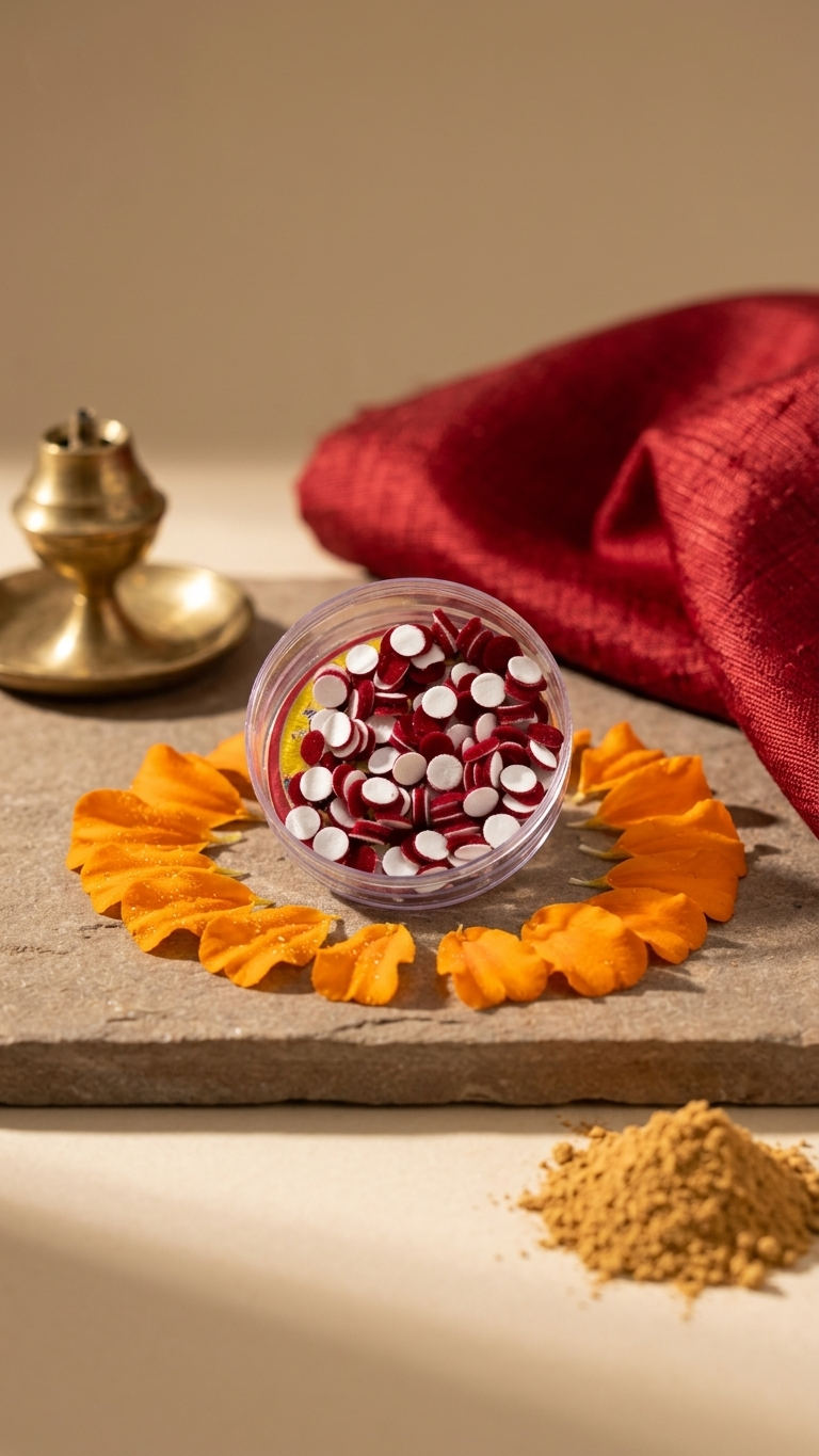 Dark Red Velvet Bindi Box – Round Bindis