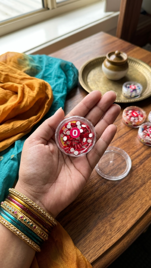 Red Bindi Tika Set — Classic Round Bindis for Festive Wear