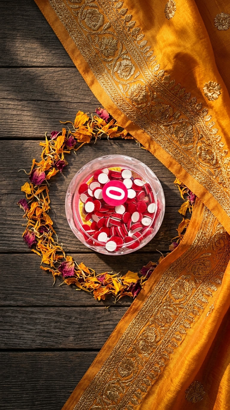 Red Bindi Tika Set — Classic Round Bindis for Festive Wear