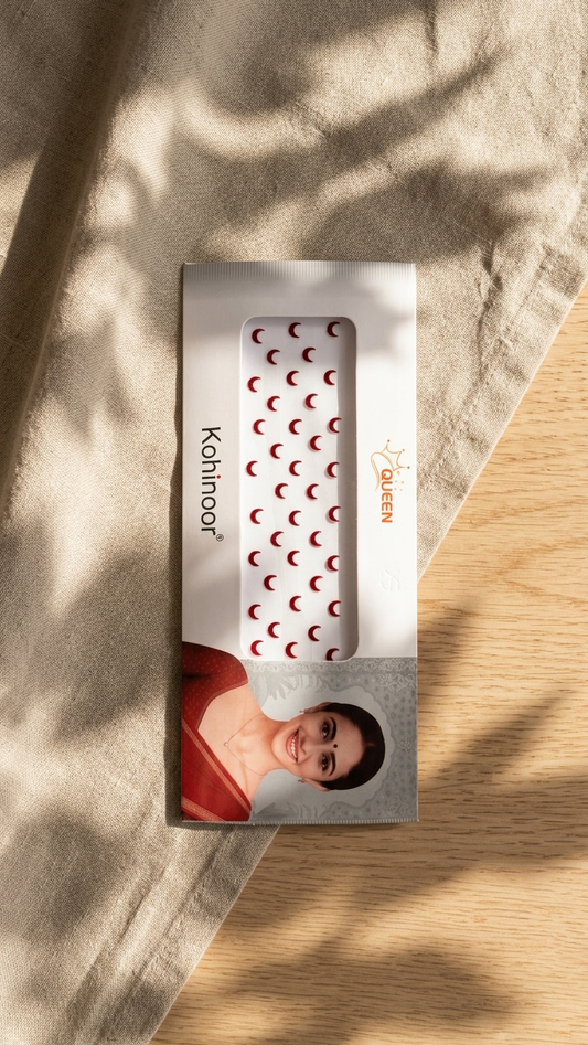 Deep Red Crescent Moon Bindi Pack | Kohinoor Queen