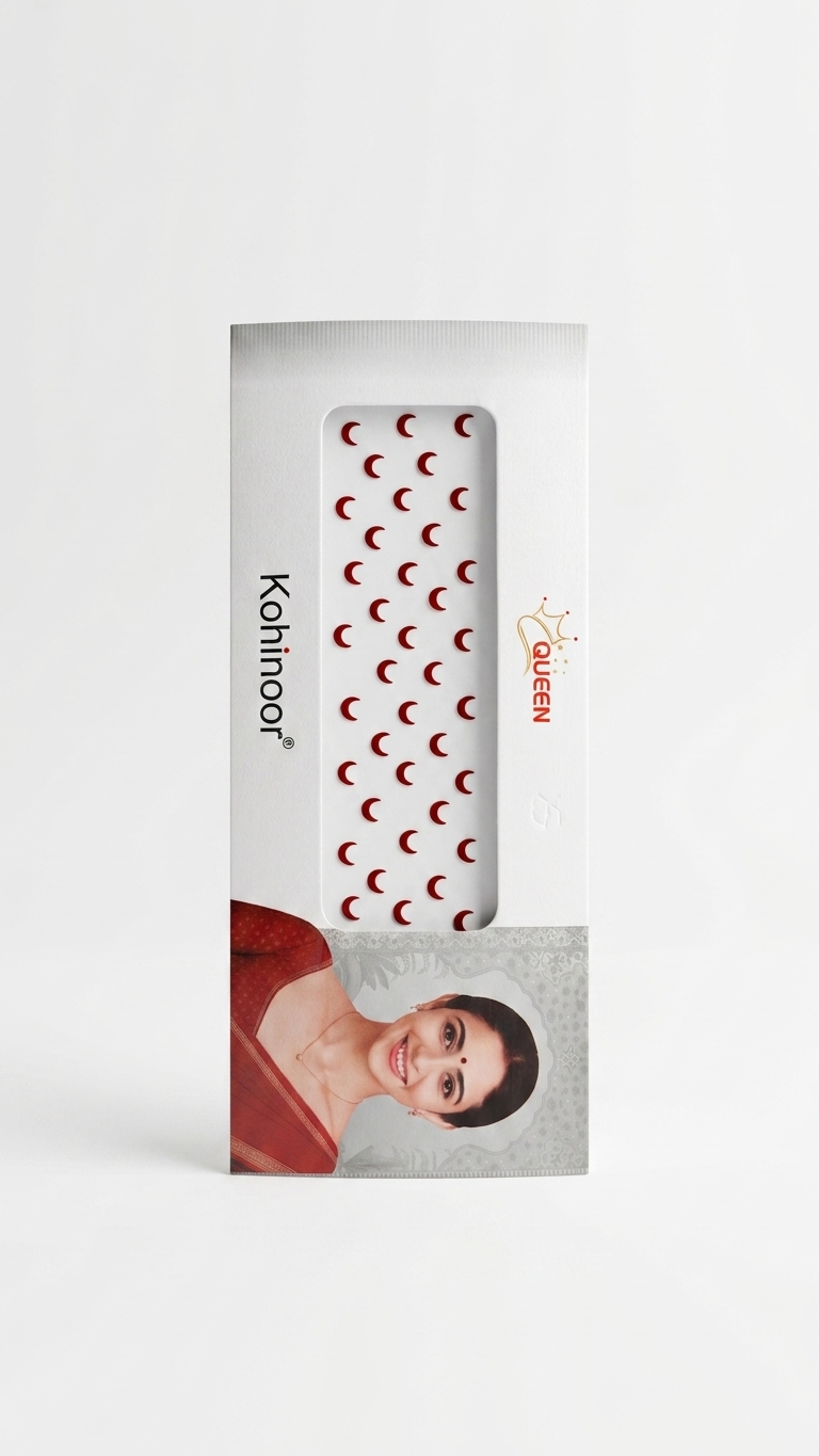 Deep Red Crescent Moon Bindi Pack | Kohinoor Queen