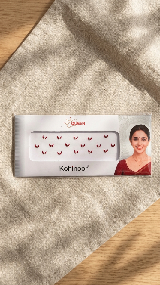 Red Crescent Bindi Set – Kohinoor Queen Festive Forehead Dots