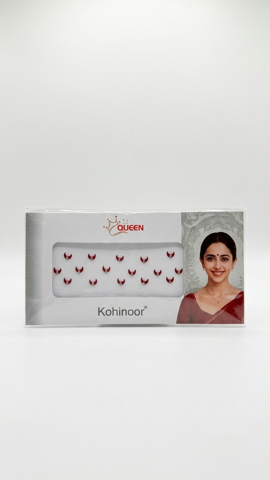 Red Crescent Bindi Set – Kohinoor Queen Festive Forehead Dots