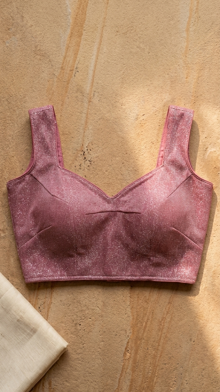 Dusty Rose Shimmer Fabric Saree Blouse – Bust 34 Waist 30