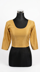 Mustard Gold Jacquard Stretchable Saree Blouse | Sizes 34–44