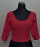 Crimson Stretch Jacquard Blouse | Scoop Neck 3/4 Sleeve