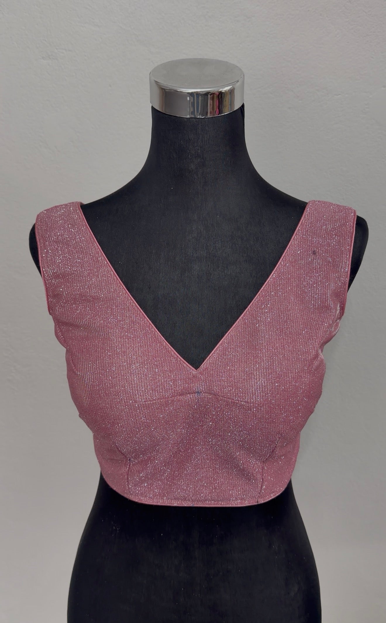 Rose Pink Shimmer Fabric Saree Blouse – Bust 36 Waist 30