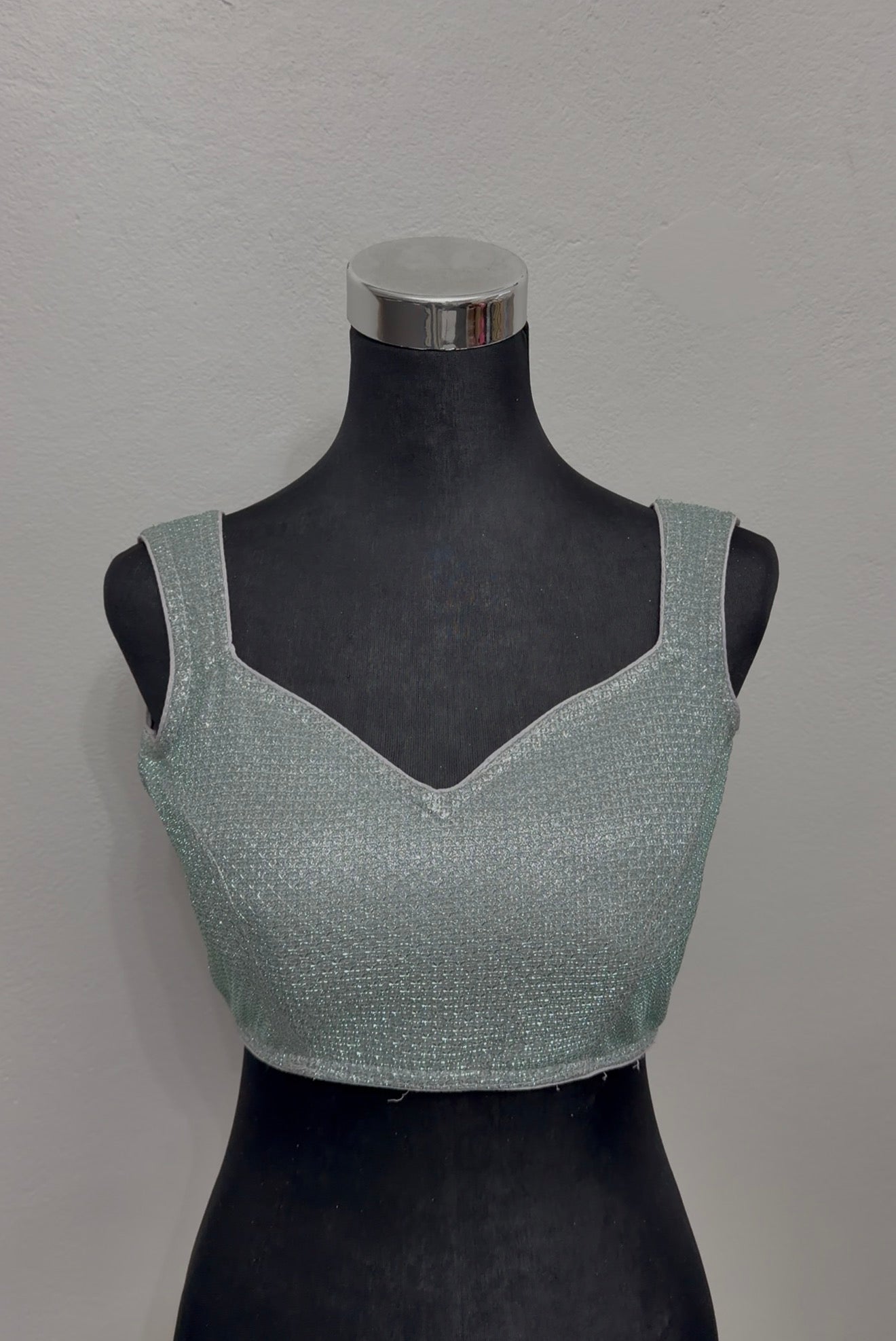 Sage Green Textured Knit Crop Blouse – Bust 34 Waist 30