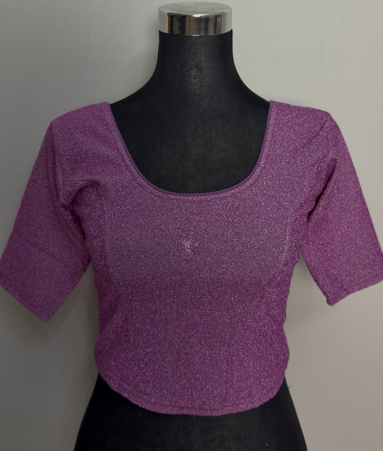 Purple Shimmer Knit Saree Blouse | Stretch Fit 34–44