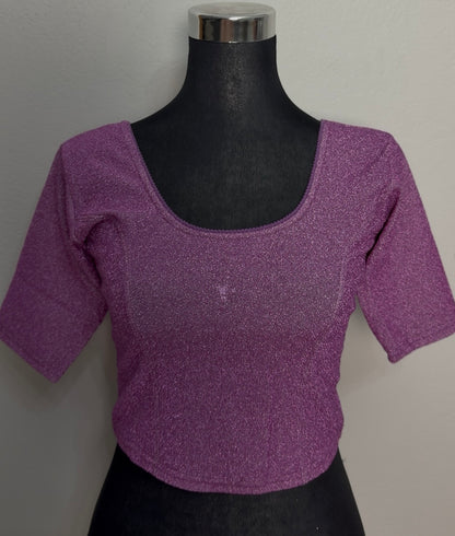 Purple Shimmer Knit Saree Blouse | Stretch Fit 34–44