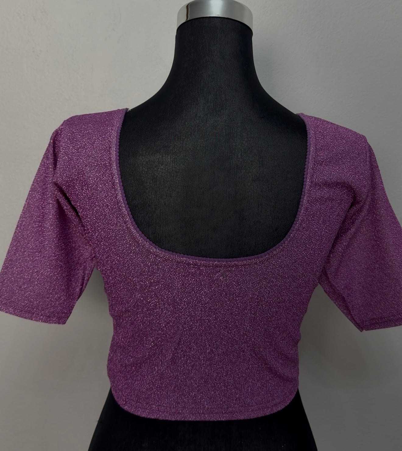 Purple Shimmer Knit Saree Blouse | Stretch Fit 34–44