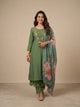 Green Multicolour Silk Kurti Set