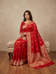 Red Banarasi Silk Saree with Gold Zari Weave & Full Blouse