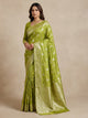 Olive Green Banarasi Silk Saree with Silver Zari Weave