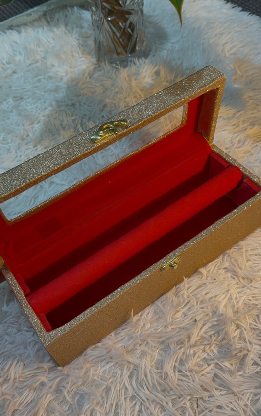 Gold Glitter Bangle Box – Single Rod Display Case